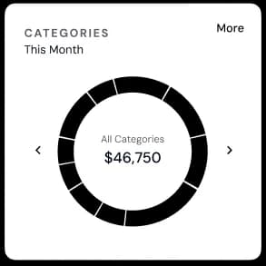 Categories spending breakdown showing $46,750